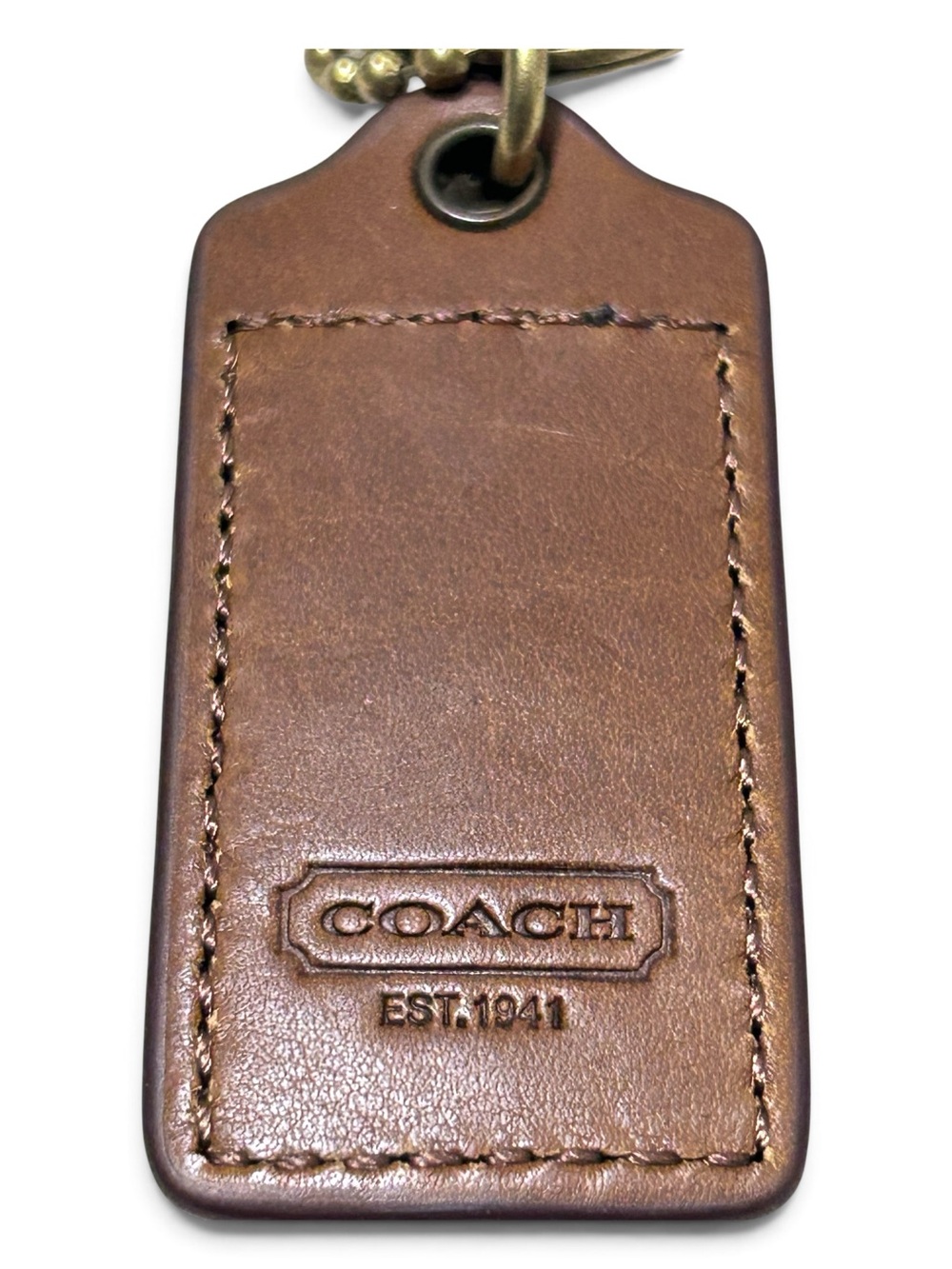 COACH Leather Debossed Painted Stripe Brass Hardware Hangtag/Key Ring/ Bag Charm - Picture 4 of 6